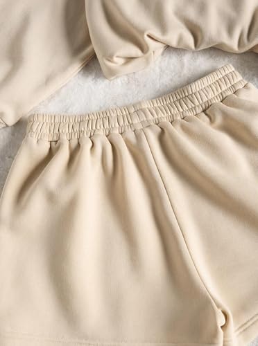 Hilinker Womens Graphic 2 Piece Outfit Long Sleeve Sweatshirt and Shorts Set Casual Sweatsuits4