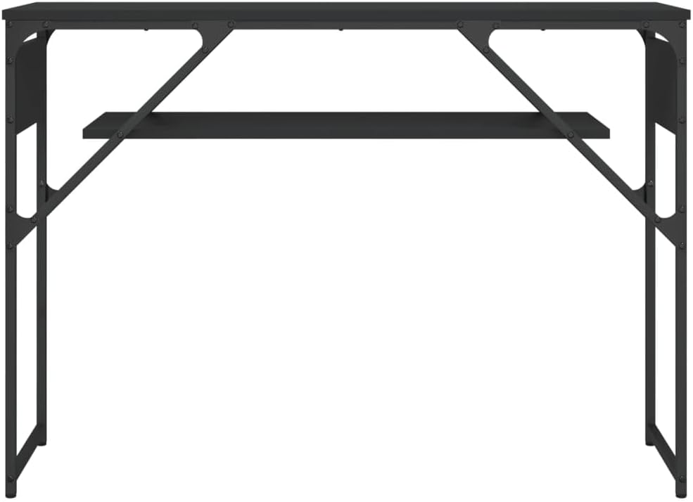 vidaXL Console Table with Shelf, Behind Sofa Table, Narrow Console Hallway Table Living Room Furniture, Industrial Style, Black Engineered Wood
