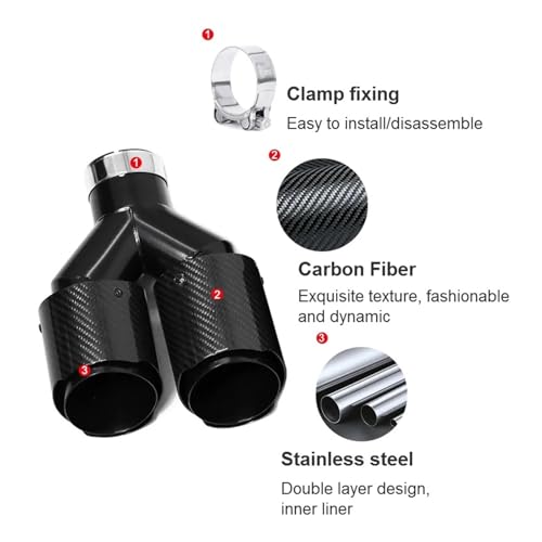 Embout d'échappement universel noir carbone ID60MM finition luxe