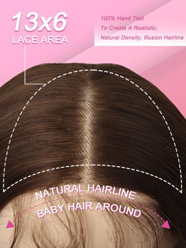 Barbique Chocolate Brown Synthetic Lace Front Wig 13x6 Lace Front Wigs for Women Long Wavy Dark Brown Lace Wigs with Baby Hair Natural Hairline Transparent Lace Wigs — view 6
