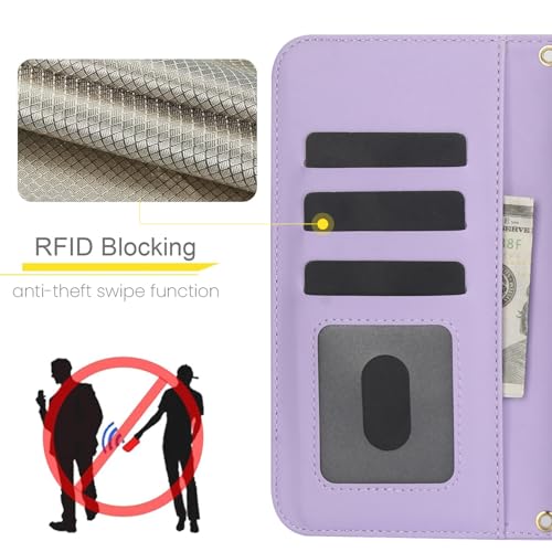 Housse portefeuille iPhone 14 Pro Max violette élégante aux finitions soignées