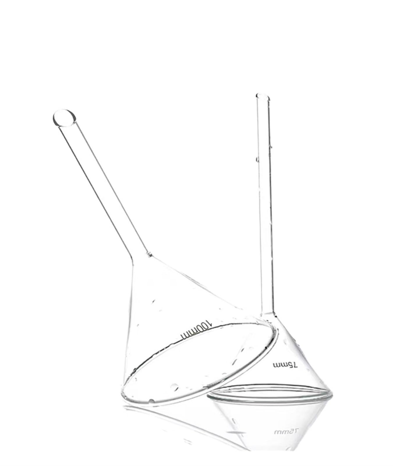 Embudo de Vidrio Triangular de Laboratorio - Embudo de Vidrio de borosilicato Grueso for Equipos de Laboratorio(100mm 2pcs)