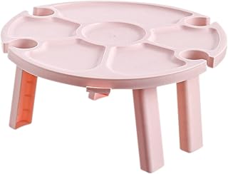 KONTONTY Suporte Para Copos De Vinho Bandeja De Serviço Redonda Mini Mesa De Piquenique Bandeja De Aperitivo Mesa Dobrável Para Exterior Mesa De Piquenique Mesa Redonda Para Exterior Mesa