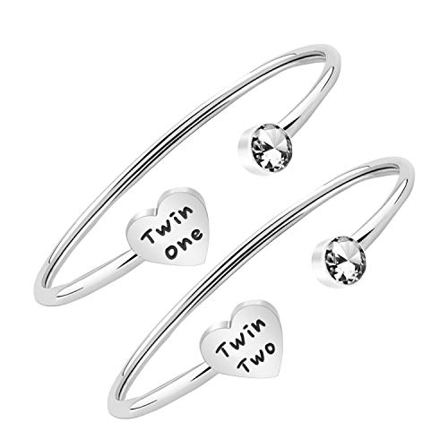 NA- Twins Jewelry - Pulsera para gemelos, regalo de cumpleaños para gemelos, gemelas y hermanas gemelas, 8.5 inch, Acero inoxidable