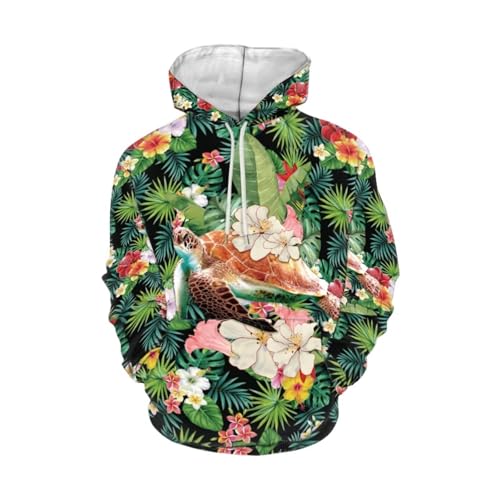 Image of Forchrinse Green Palm Tree Sea Beach Mens Hoodies Pullover Long Sleeve Fleece Hoodie Cozy Sport Casual Outwear