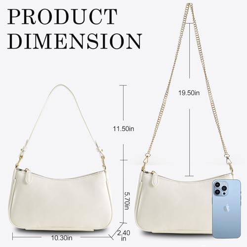 Image of Shoulder Bags for Women Leather Hobo Sling Tote Handbag Retro Clutch Purse with 2 Removable Straps and Zipper Closure