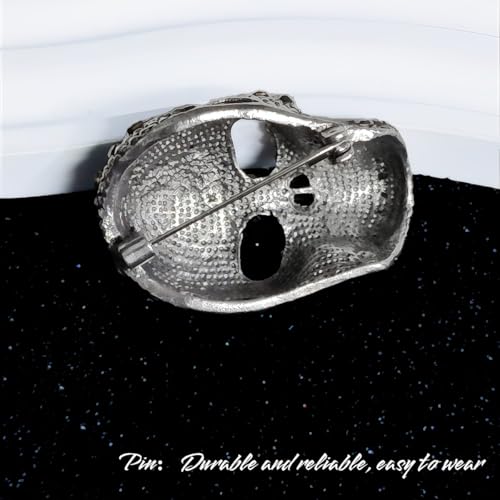 Image of Punk Skull Brooch Pins For Womem Men Black Skeleton Halloween Jewelry Gift | Gothic, Retro Design, Shiny, Diamond Brooch, Low Allergenicity