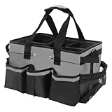 Reinigungs Caddy Tragbar, Putzmittel Organizer mit Griff, Putzmittel Aufbewahrung mit Verstellbare Schultergurte, Putztasche Groß Für Putzfrau, Haushalt (Rosa)
