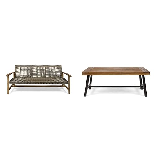 Christopher Knight Home Marcia Outdoor Wood Sofa, Wicker, 75.50 x