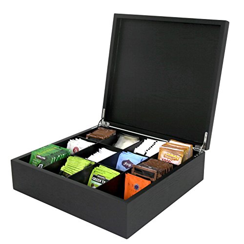 Tea Box Wood Storage Organizer Tea Bags 250+, 12 Compartments