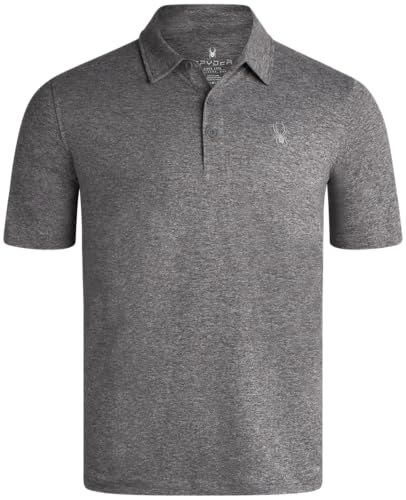 Spyder Mens Golf Polo Shirt - Moisture Wicking Soft Short Mens Polo Shirts Short Sleeve Athletic Fit Collared Golf Shirts