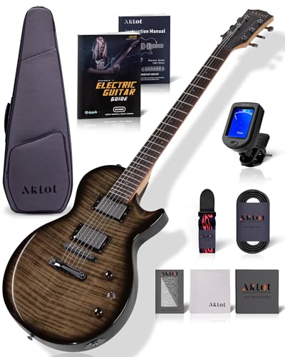 AKLOT 24-Fret Electric Guitar Kit, 40 inch Single Cut (LP Style), Modern Playability Coil-Split...