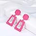 Jstyle Gold Statement Clip On Earrings for Women, Big Rectangle Geometric Dangle Clip Earrings Fashion Large Gold Silver Hot Pink Drop Earrings for Women Non Pierced Pink Tone B