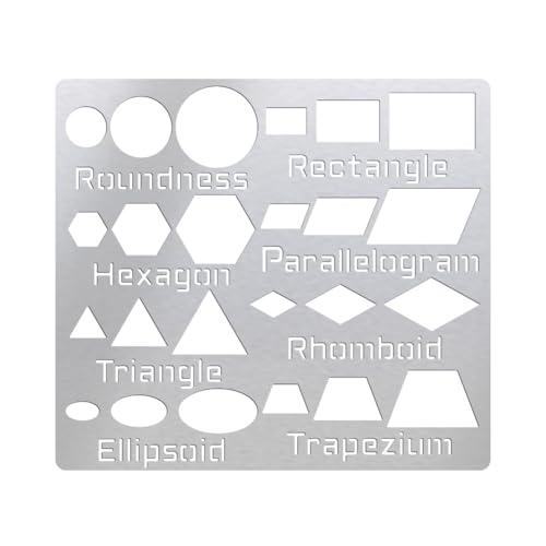 UNICRAFTALE Plantilla geométrica de metal de acero inoxidable, plantilla de corte cuadrada, plantilla de dibujo circular, plantillas para quemar madera, para tallar, dibujo, grabado, álbum de