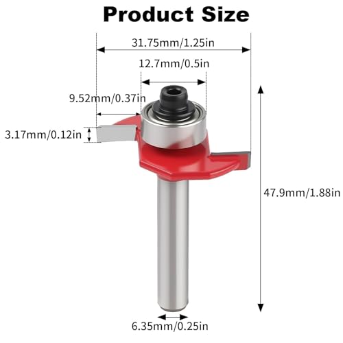 T Slot Router Bit 1/4" Shank 3mm Slot Cutter Bit Biscuit Jointer Router Bits Woodworking Red Cutter for Slotting Grooving Rebating Applications Knock on Furniture Campervan Motorhome - Image 2