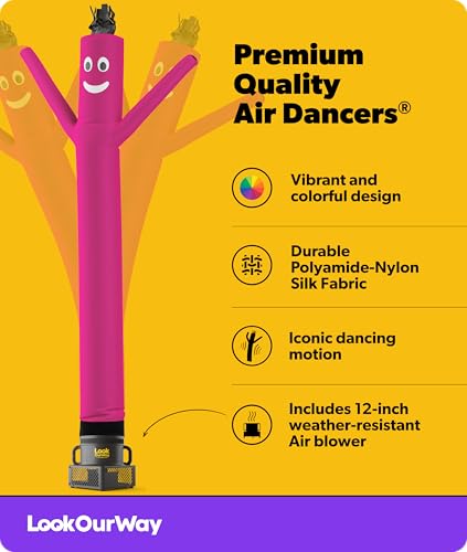 Image of LookOurWay Air Dancers Wacky Waving Inflatable Tube Man Set - 10 Feet Tall Inflatable Dancing Man with Blower - Pink