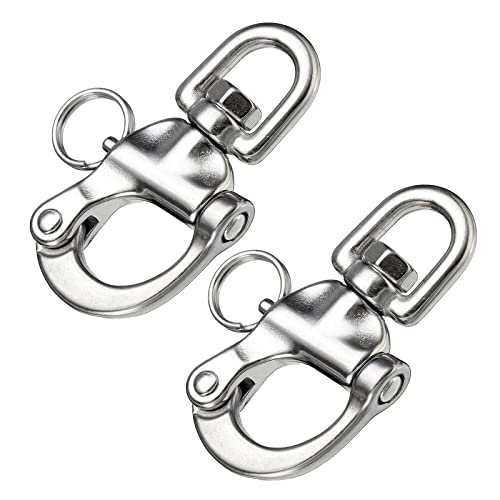Trafu Quick Release Swivel Bail Rigging Boat Marine Stainless Steel Clip Pair (2-3/4" Pair) #TOP4