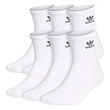 adidas Originals Men's Trefoil Quarter Socks (6-Pair), White/ Black, Large