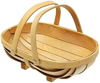 Ystter Wooden Garden Fruit Vegetable Basket TRUGS: SUSSEX TRUG Home Garden Decor Basket Holder-M