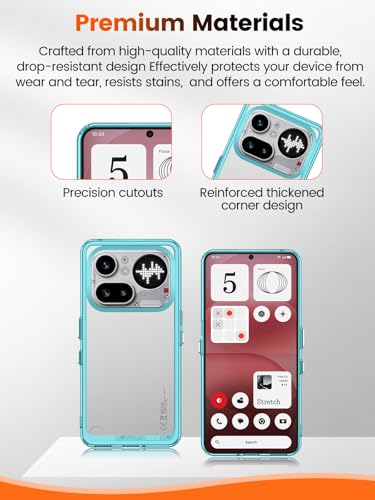 Coque Nothing Phone (4a) Pro transparente antichoc en TPU bleu clair avec lanière
