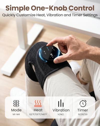 Masajeador portátil para rodilla inalámbrico 3 en 1 con calor de grafeno y vibración, almohadilla recargable para rodilla, hombro y codo, 4 modos de masaje y 3 niveles de calor miniatura 4