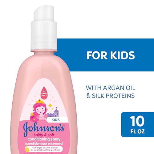 Image of Johnson's Kids Shiny & Soft Hair Conditioning Spray with Argan Oil & Silk Proteins, Tear-Free Conditioning Spray for Shine & Softness, Gentle for Toddler Haircare, 10 fl. oz (Pack of 2)