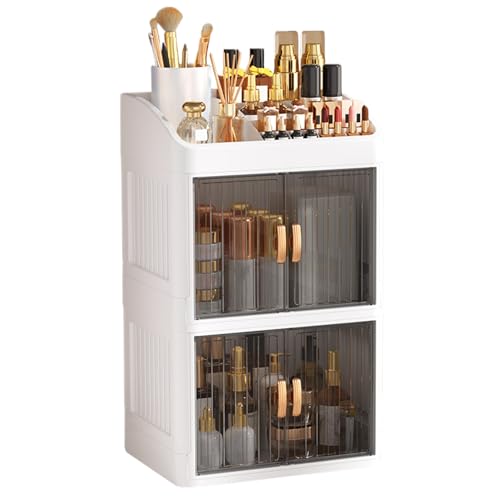 Scatola di Immagazzinaggio di Bellezza di Cosmetici Organizzatore di Cura della Pelle a 3 Strati - Visualizzazione di Forniture Pieghevole per Ufficio