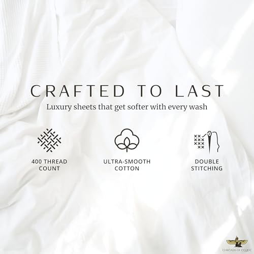 Image of Luxury 1200 TC 100% Egyptian Cotton Cal King Size Sheet Set | Ultra Soft | Cooling for Hot Sleepers | CEA Gold Seal Certified | 18 inch Deep Pocket | Cal King Size [White]