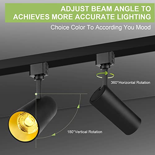 Intwell 12W Led Track Lighting Heads,3000K/4000K/5000K Selectable,Dimmable 3-Color H Type Led Track Light Heads,Cri90+ Track Lighting Fixtures With Remote For Kitchen,Accent,Art,36°Angle 6Pack (Black) #TOP4