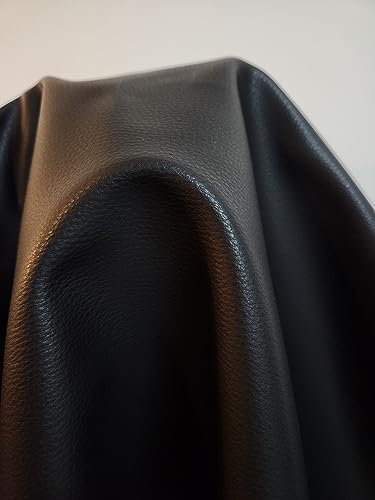 NAT Leathers Black Pebblegrain Tumbled (Peta-Approved) Vegan Faux Leather Fabric Sheet Synthetic Pleather 0.9 mm 1/2 Yard 18 x 54 inch Soft Upholstery Half Yard (18\" x 54\") (Black Pebbled) - Thumbnail 5