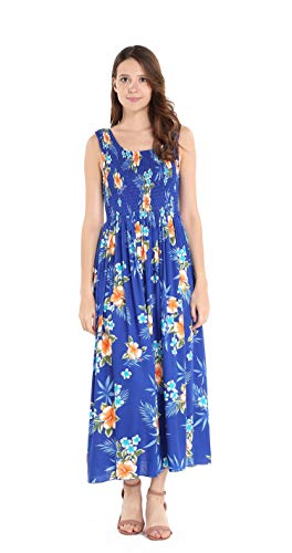 Image of Matchable Family Hawaiian Luau Men Women Girl Boy Clothes in Hibiscus Blue