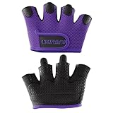 Contraband Pink Label 5537 Womens MICRO Weight Lifting Gloves w/ Grip-Lock Padding (PAIR) (Purple, Medium)