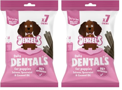 Image of Denzel's Puppy Dental Sticks - Puppy & Small Dog Dental Care - Salmon & Spearmint (Trial pack of 14)