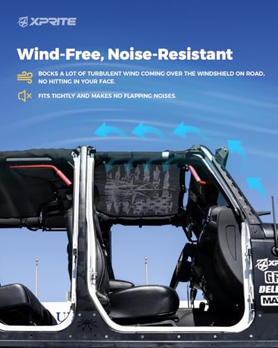 image for Xprite Adventure Style Sunshade for JK, Front & Rear Sun Shade Mesh, N