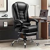 HDHNBA Ergonomic Office Chair with Lumbar Support Executive Leather Desk Chair High Back Computer Gaming Chair with Foot Rest for Home Office