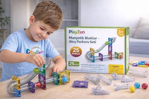 Manyetik Bloklar Akış Parkuru Seti, 25 Parça, Eğitici ve Yaratıcı STEAM Oyuncak, 3+ Yaş - Görsel 2