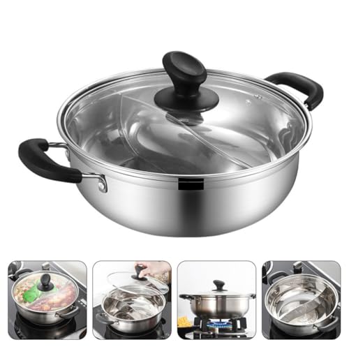 Casserole à induction en acier inoxydable 304 compartimentée avec couvercle - 8