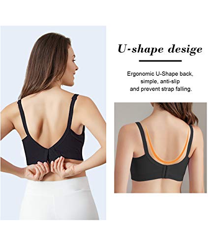 iloveSIA 4Pack Nursing Bra for Women Breastfeeding Maternity Bralette for Pregnancy Supportive Seamless Wireless Fit Bra Regular & Plus Size Black Nude Grey Purple M