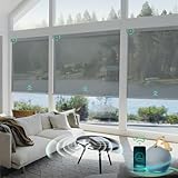 Yoolax Smart Blinds, Motorized Matter Solar Shades Flame Resistat Automatic Blinds for Windows Motorized Shades Compatible with Alexa, Google Home, Homekit(Solar-14% Openness Cloud Gray)