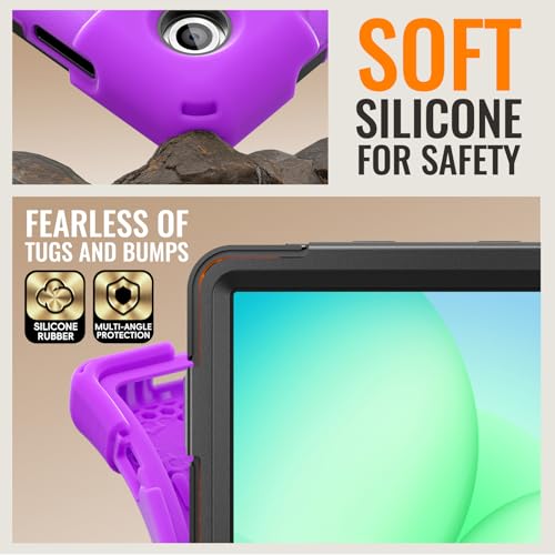 Coque Samsung Galaxy Tab A11 Plus violette antichoc avec support rotatif et écran intégré 11" - 5