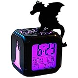 G-ZQ 3D Stereo Alarm Clock LED Dragon Witch Night Light Seven Colors USB Charging Alarm Clock