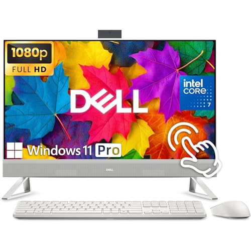 Dell 27 inch All-in-One Desktop Computer, Intel Core 7 Processor, Touch Screen, 32GB DDR5, 1TB SSD, FHD IPS Display, NVIDIA GeForce MX570A 2GB GDDR6 Graphics, Wireless Keyboard & Mouse, Windows 11 Pro