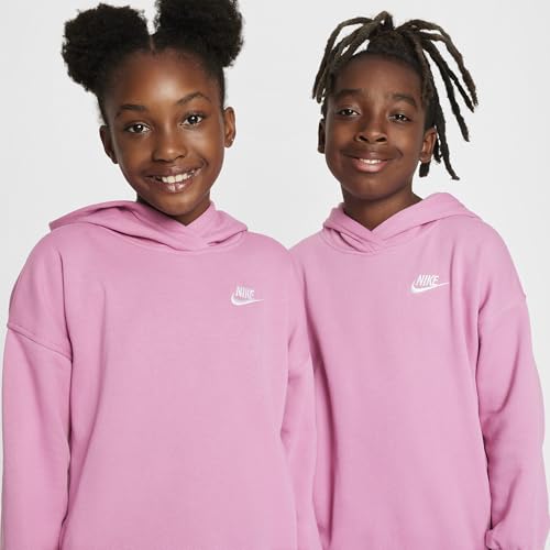 Nike Sportswear Club Fleece Big Kids' Oversized Pullover Hoodie (FZ5579-646, Magic Flamingo/White)3