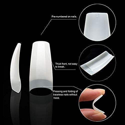 Nagel Tips Für Gelnägel 500 Stück, Acryl Künstliche Nägel Fälschung Nageltips mit Box und Nagelknipser Nagelfeilen… – Bild 4