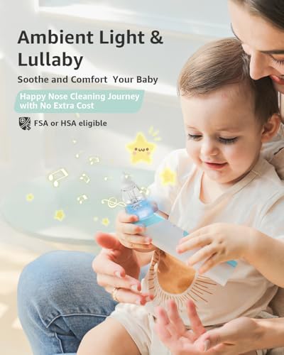 Image of GROWNSY Nasal Aspirator for Baby with Protection Mode, Electric Nose Suction for Baby, Automatic Baby Nose Sucker with 3 Silicone Tips, Adjustable Suction Level, Music and Light Soothing Function