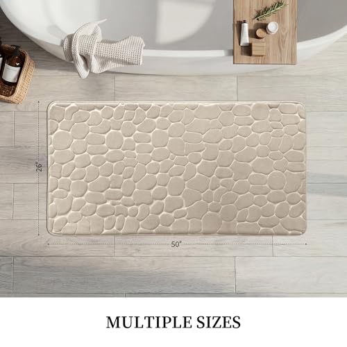 YIHOUSE Memory Foam Runner Rug, Cobblestone Bathroom Runner Rugs Super Water Absorbent Bath Mats for Bathroom Machine Washable Bath Rugs for Hallway Bedroom Laundry Room(26 x 50,Khaki) - image 5