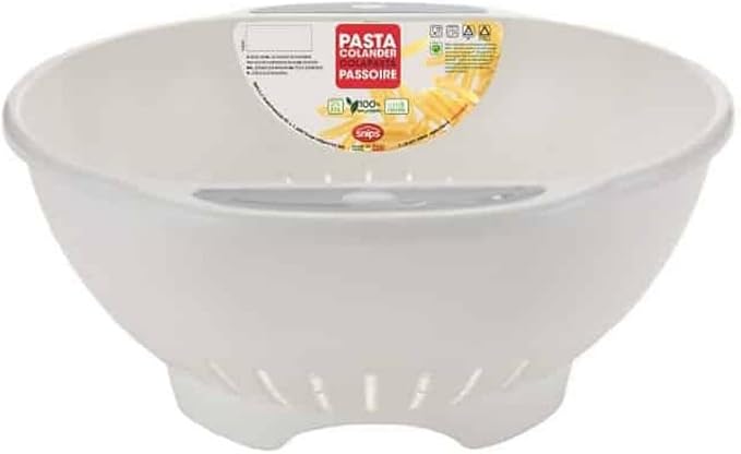 Snips | Nudelsieb | Weiß und Grau | Küchensieb Kunststoff Ø 28 cm | Hergestellt in Italien | BPA- und phthalatfrei