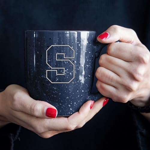 Image of Rico Industries NCAA Syracuse Orange Navy Blue Personalized 16 oz Team Color Laser Engraved Speckled Ceramic Coffee Mug