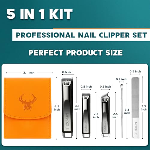 Image of Heavy Duty Toenail Clippers for Thick Ingrown Nails Fingernail Set (5Pack - Ebony)