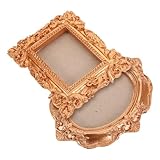 DEARMAMY 2 Mini Marcos Dorados para Fotos Pequeñas Marco Vintage de Resina para Nevera para Exhibir Recuerdos de Viaje en Cocina y Oficina